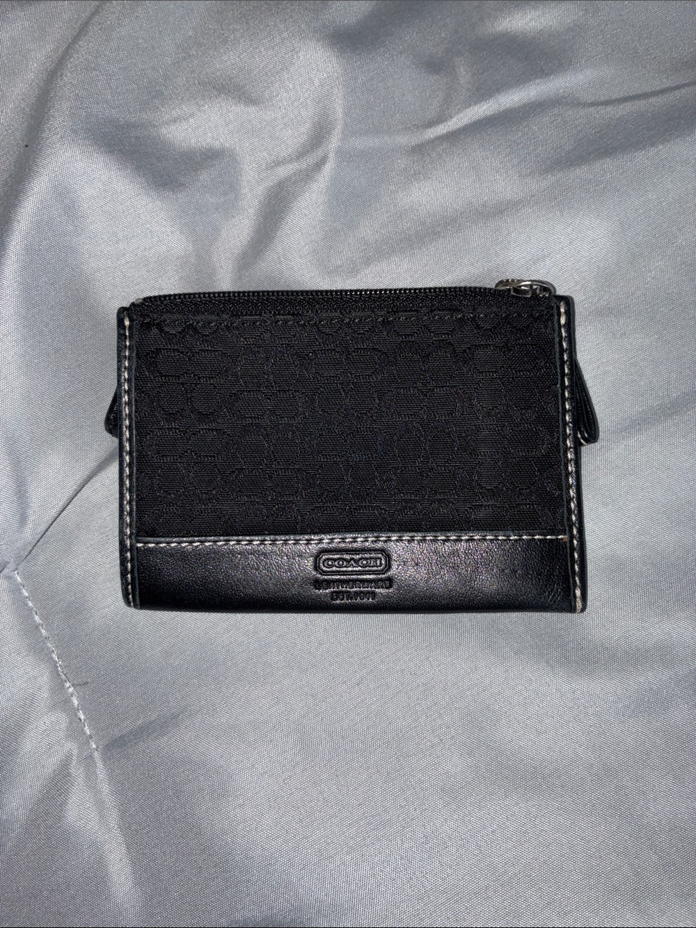 Coach Black Signature Zip Card Wallet